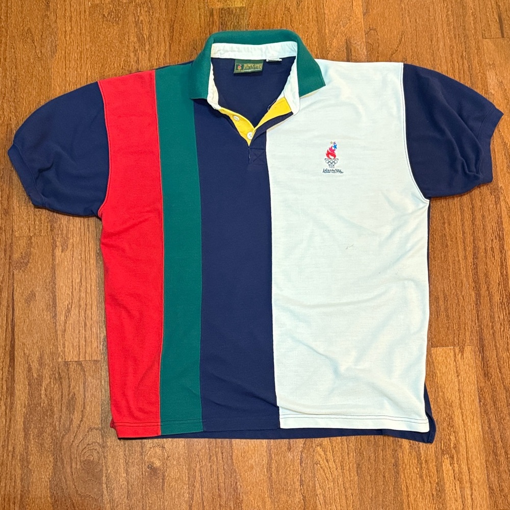 1996 Atlanta Olympics Multicolor Polo Shirt - Red, Green, Blue, White